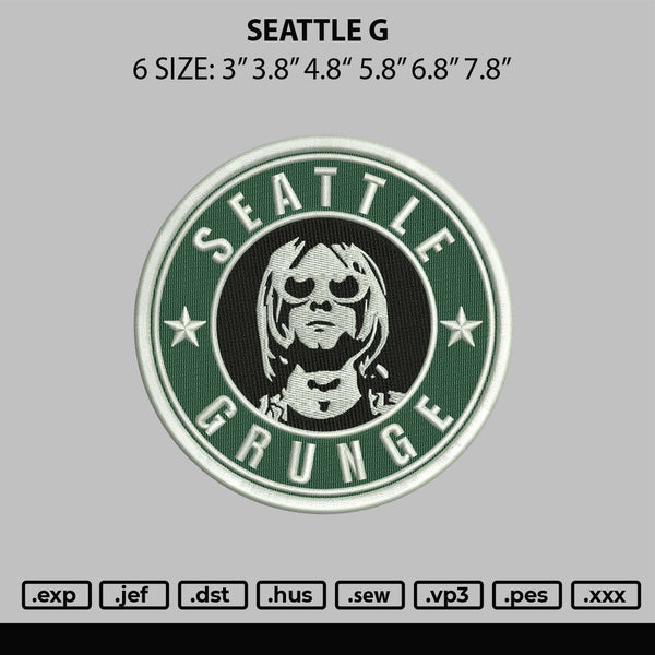 Seattle G Embroidery File 6 sizes