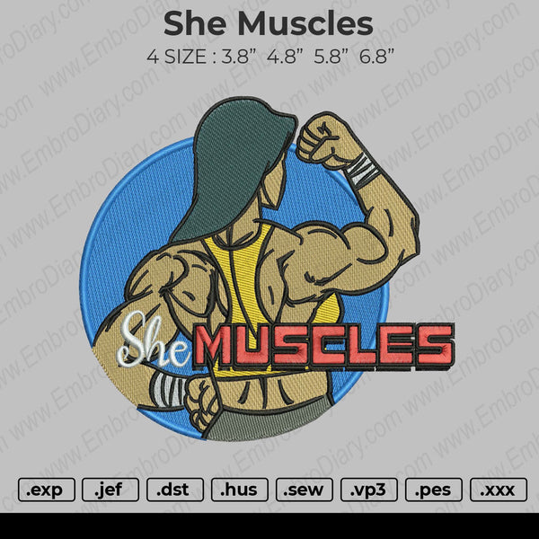 She Muscles Embroidery
