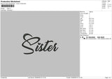 Sister Text Embroidery File 6 sizes