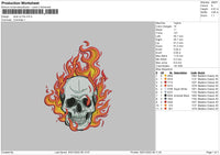 Skull On Fire Embroidery