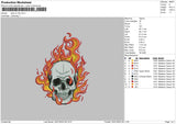 Skull On Fire Embroidery