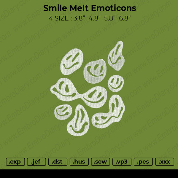 Smile Melt Emoticons Embroidery