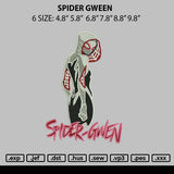 Spider Gween Embroidery File 6 sizes