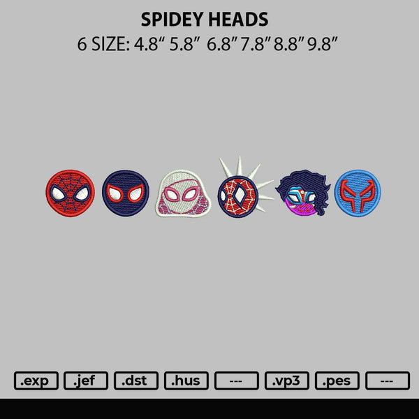 Spidey Heads Embroidery File 6 sizes