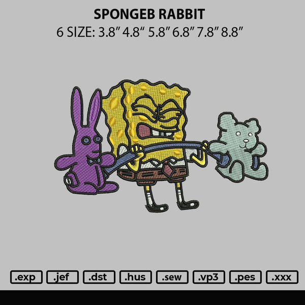 Spongeb Rabbit Embroidery File 6 sizes