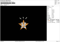 Star Houston Embroidery File 6 sizes