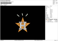 Star Houston Embroidery File 6 sizes