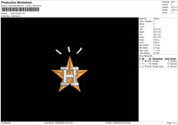 Star Houston Embroidery File 6 sizes