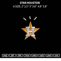Star Houston Embroidery File 6 sizes