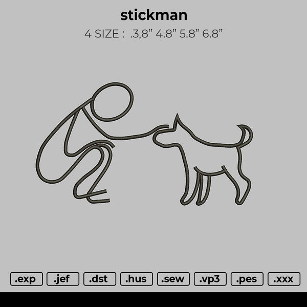 stickman Embroidery File 4 size