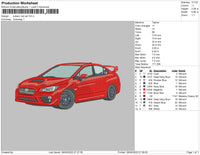 Subaru Red Car Embroidery