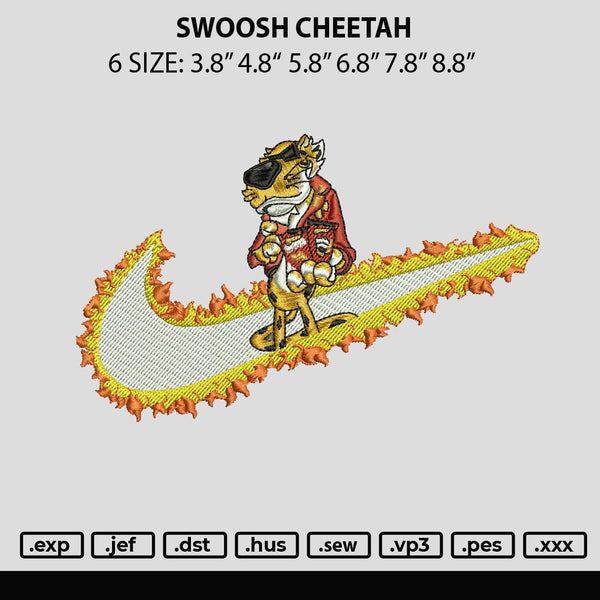 Swoosh Cheetah Embroidery File 6 sizes