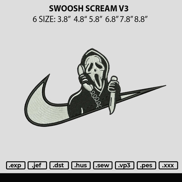 Swoosh Scream v3  Embroidery File 6 sizes