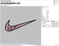 Swoosh Pink Stitch 02 Embroidery