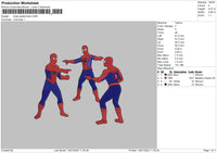 Three Spidermans Embroidery