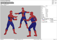 Three Spidermans Embroidery