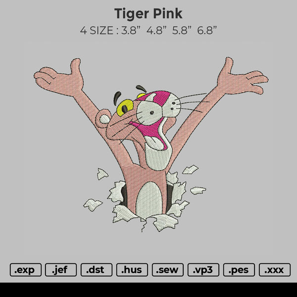 Tiger Pink Embroidery