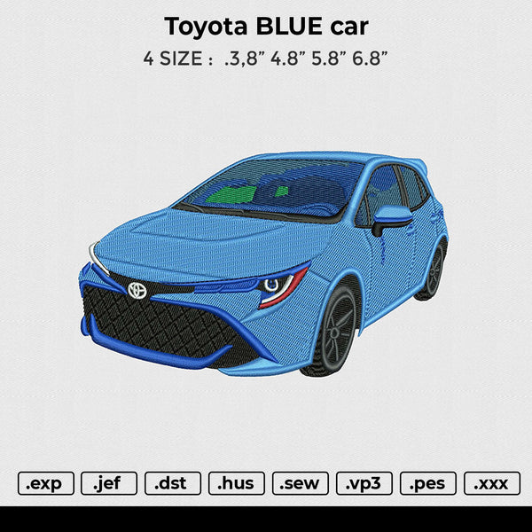Toyota BLUE car Embroidery