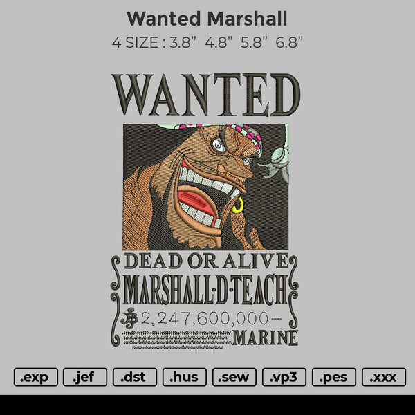 Wanted Marshall Embroidery