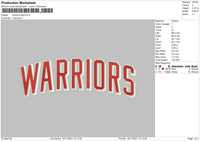 Warriors text Embroidery